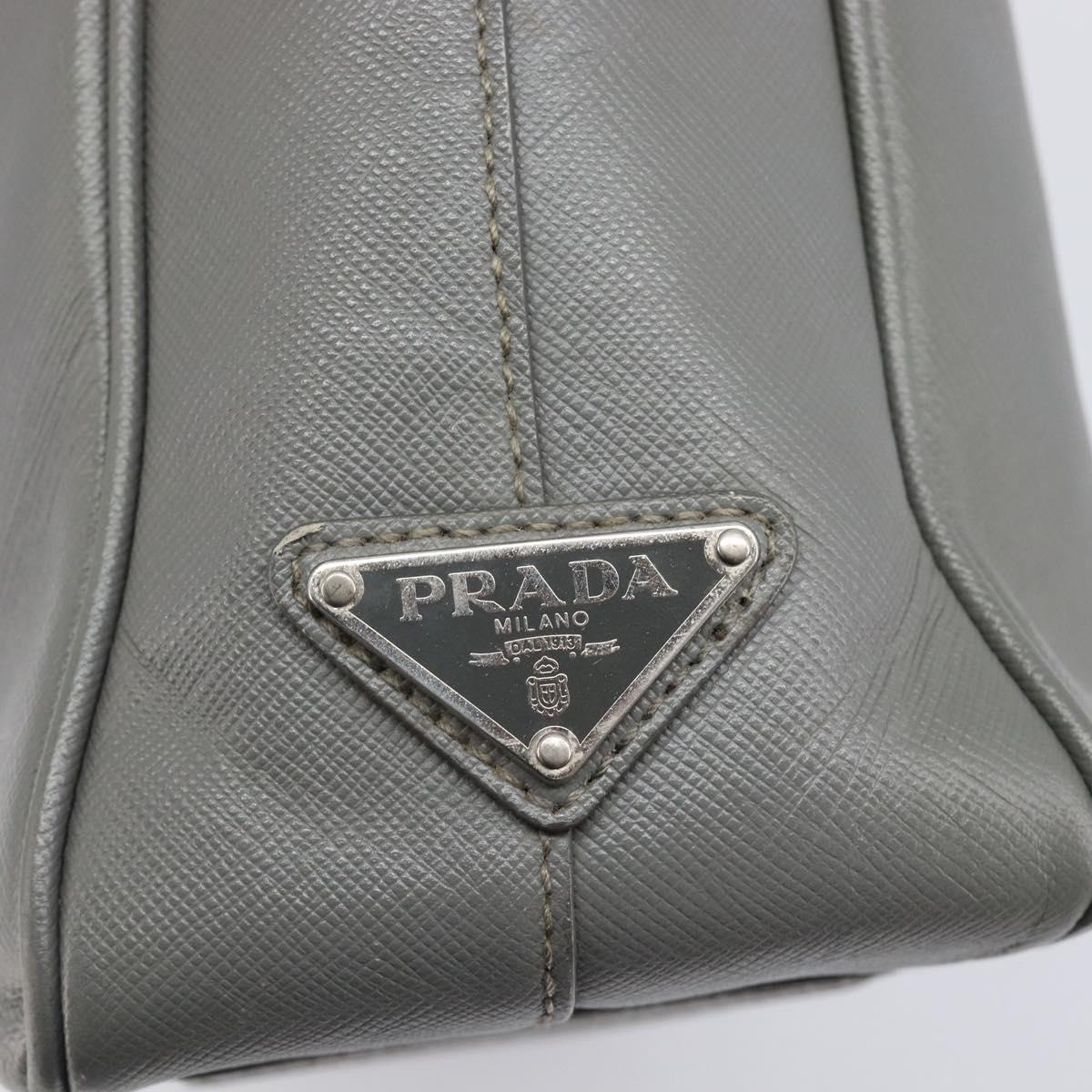 PRADA Business Bag Saffiano leather Gray Silver Auth bs37335A