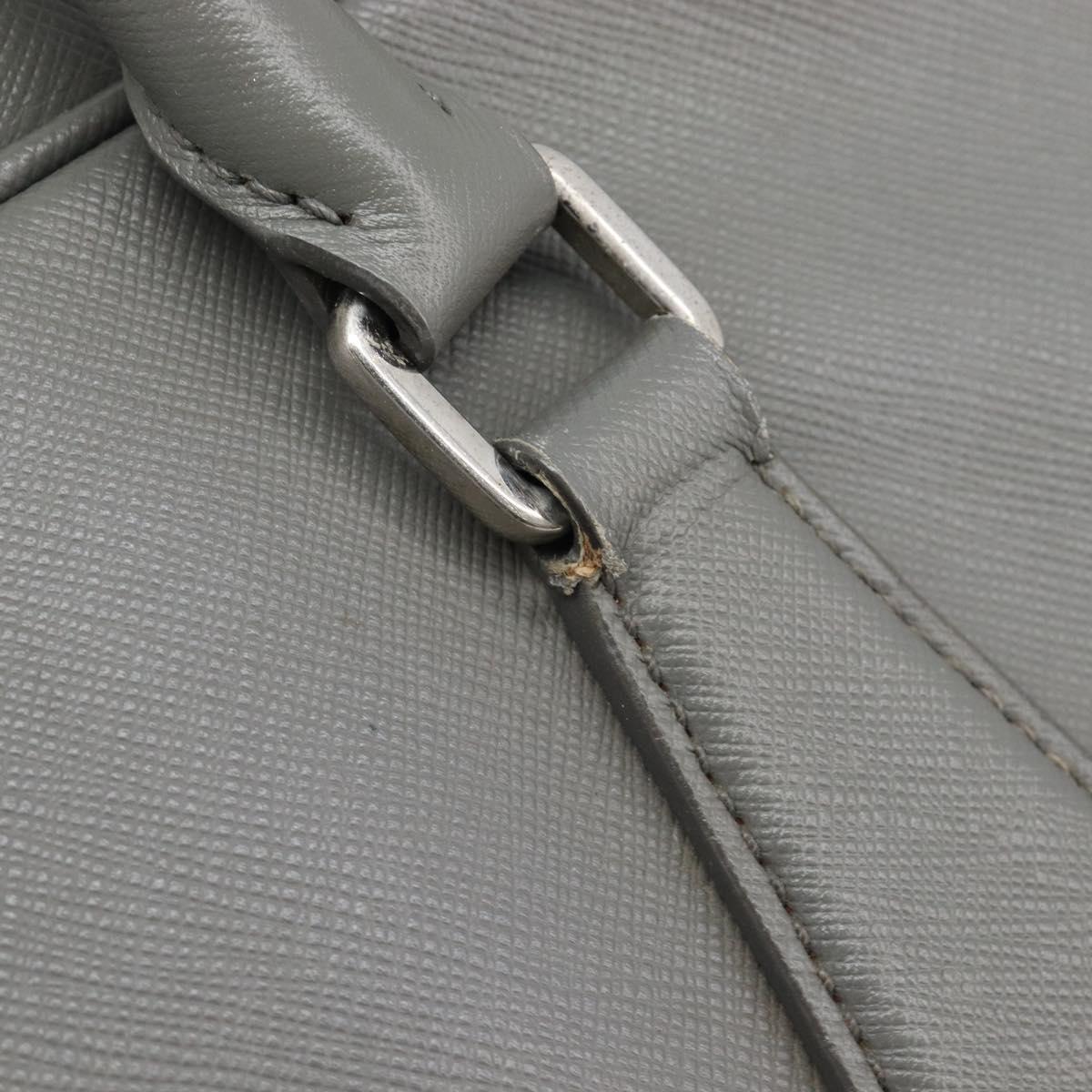 PRADA Business Bag Saffiano leather Gray Silver Auth bs37335A