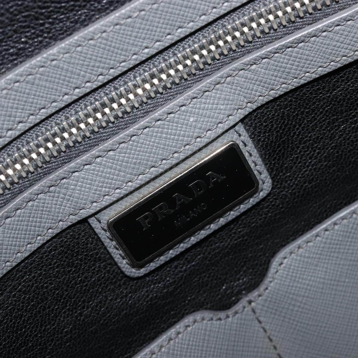 PRADA Business Bag Saffiano leather Gray Silver Auth bs37335A