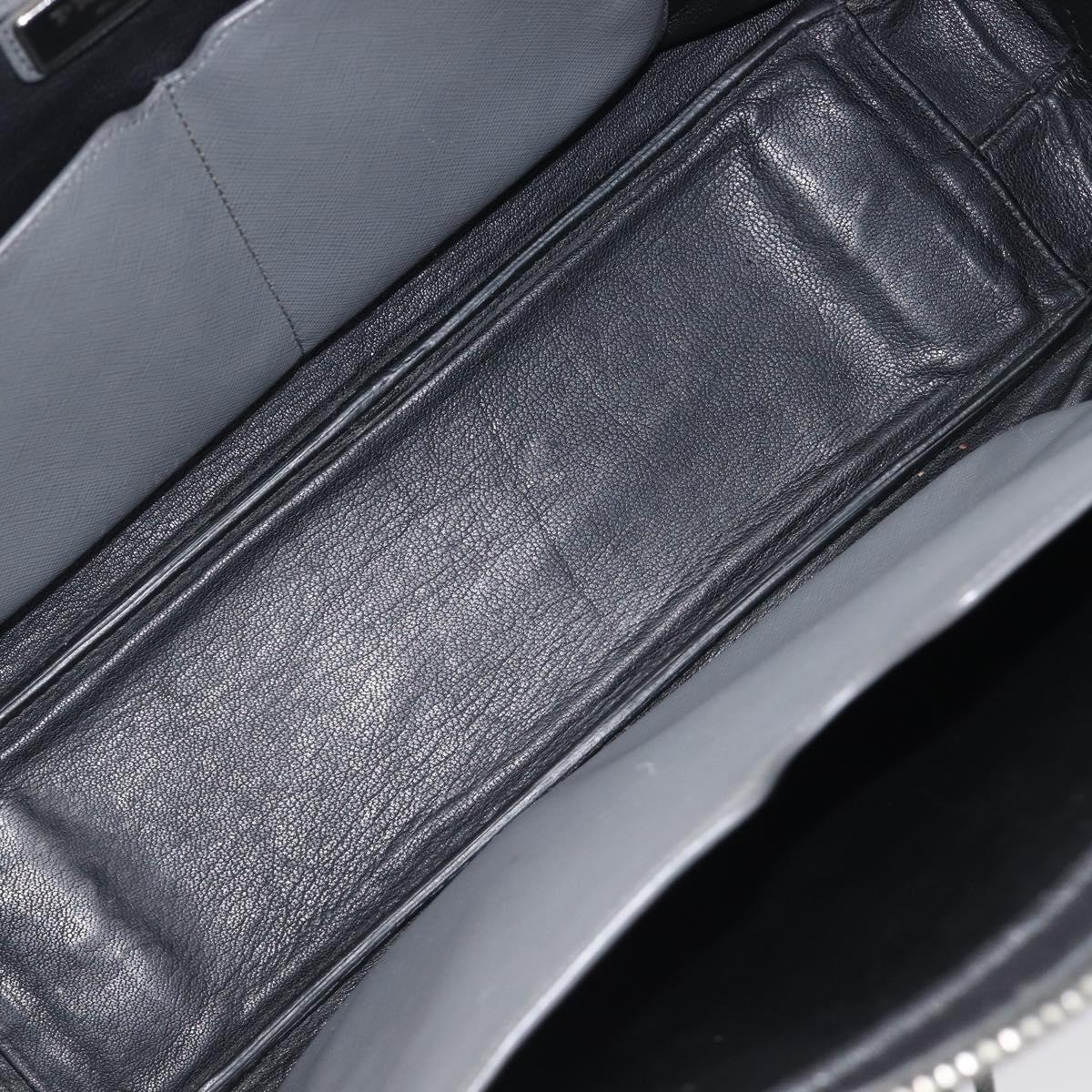 PRADA Business Bag Saffiano leather Gray Silver Auth bs37335A