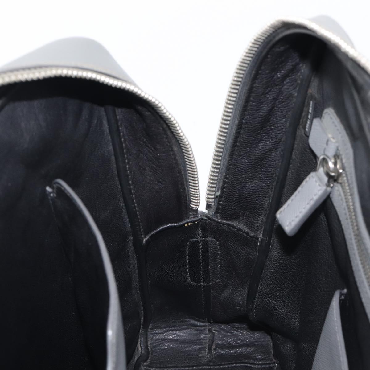 PRADA Business Bag Saffiano leather Gray Silver Auth bs37335A