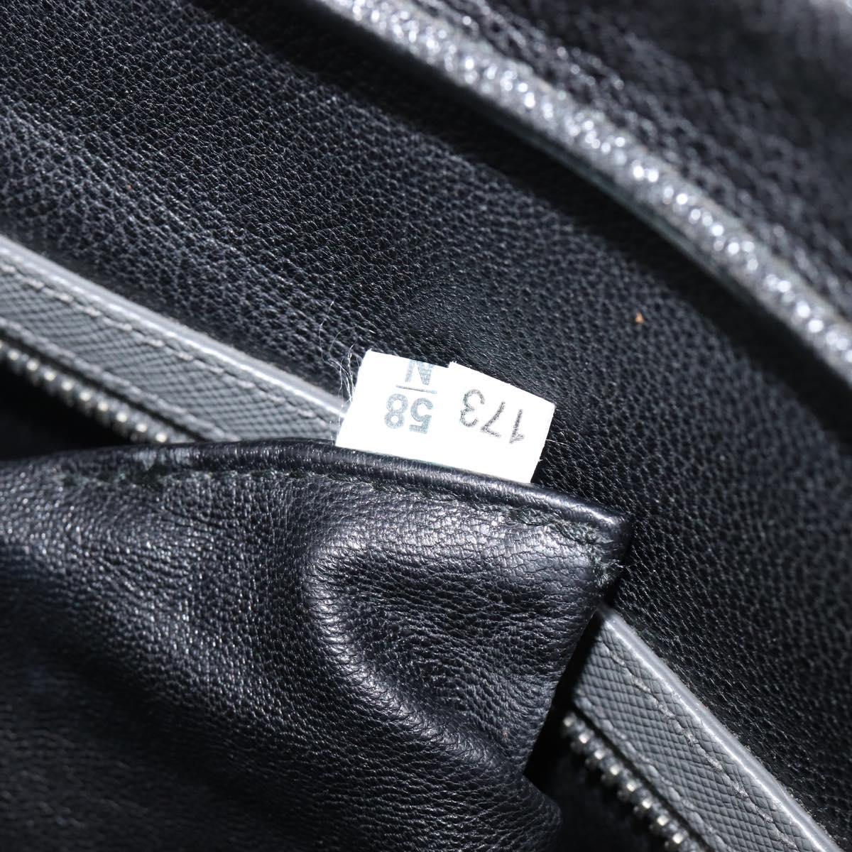 PRADA Business Bag Saffiano leather Gray Silver Auth bs37335A