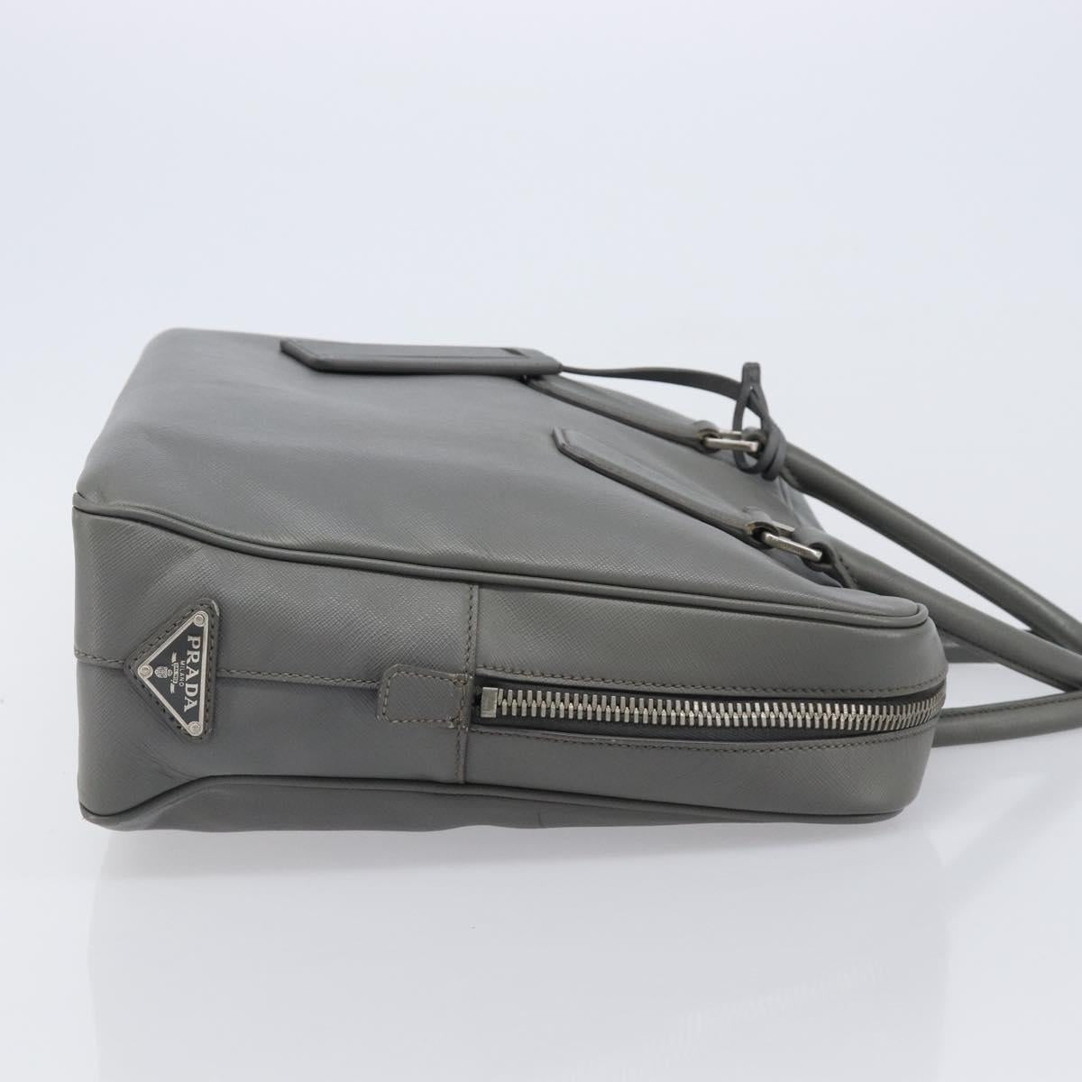 PRADA Business Bag Saffiano leather Gray Silver Auth bs37335A