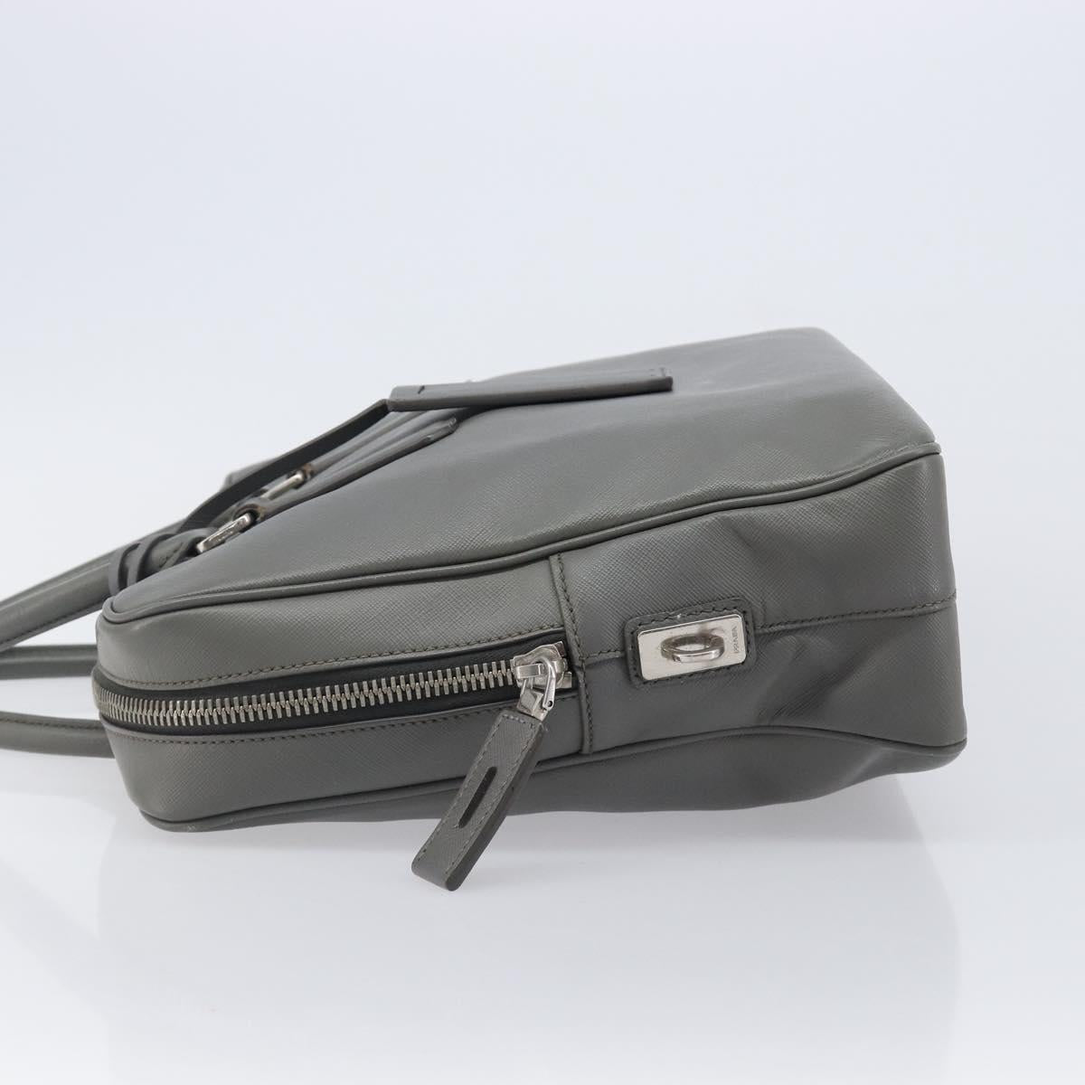 PRADA Business Bag Saffiano leather Gray Silver Auth bs37335A