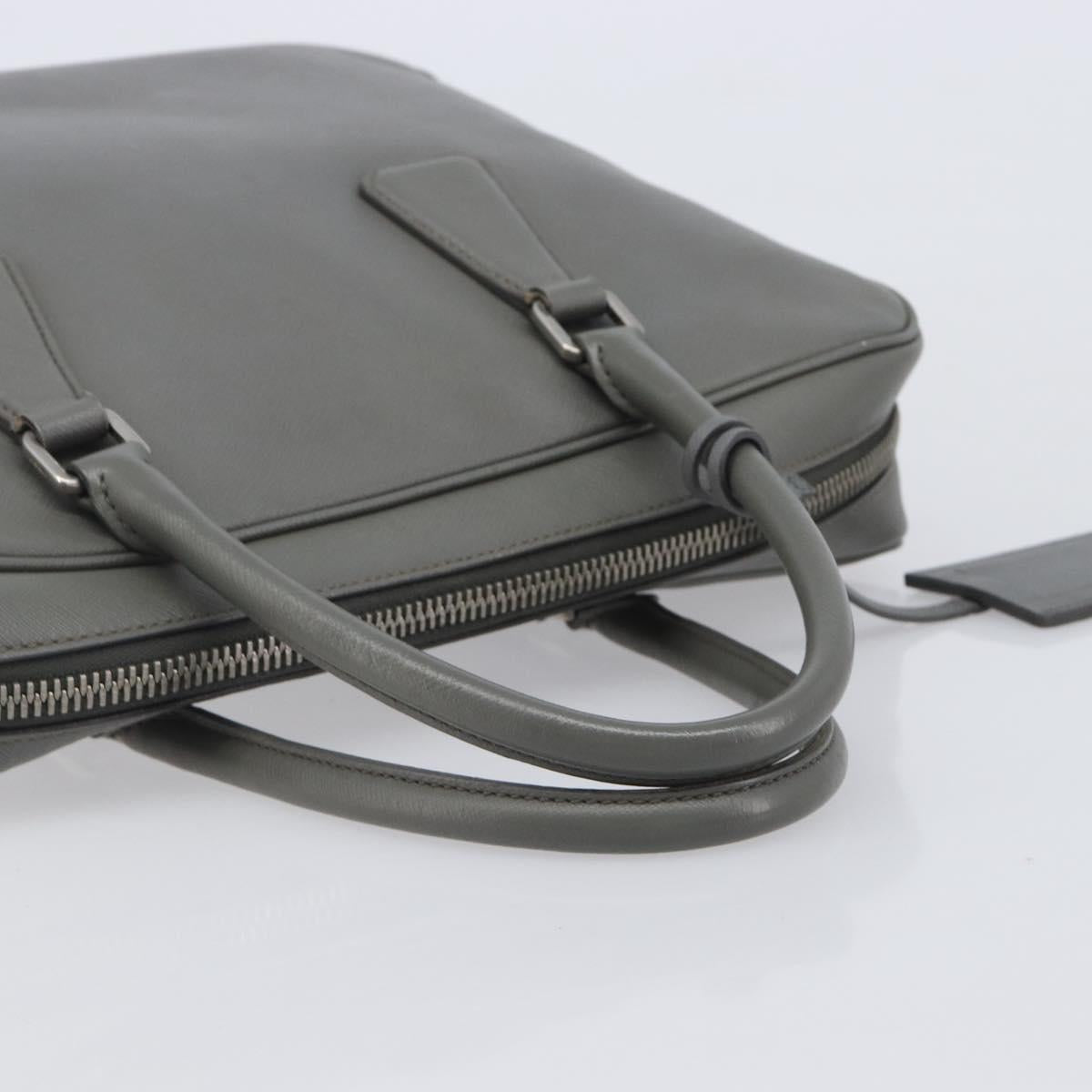PRADA Business Bag Saffiano leather Gray Silver Auth bs37335A