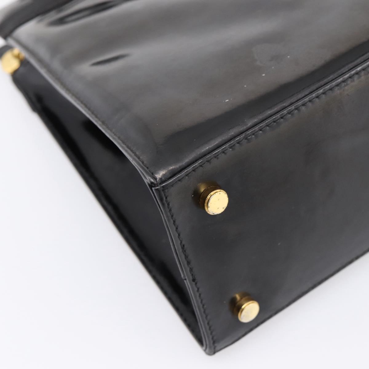 Salvatore Ferragamo Vala Tote Bag Patent leather Black Gold Auth bs37336