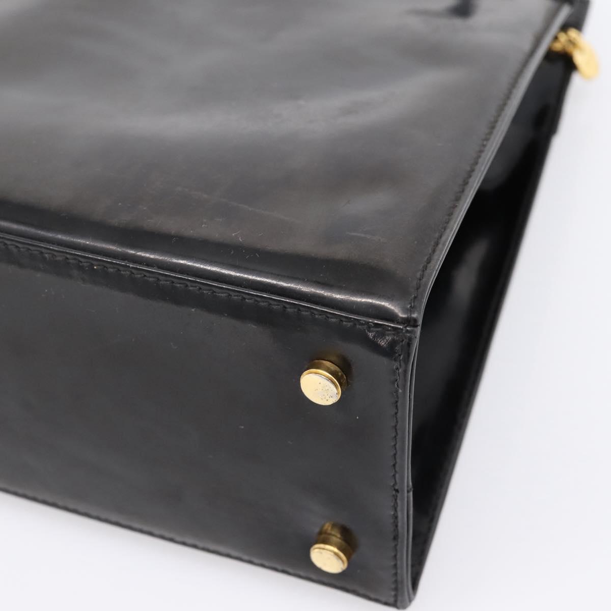 Salvatore Ferragamo Vala Tote Bag Patent leather Black Gold Auth bs37336