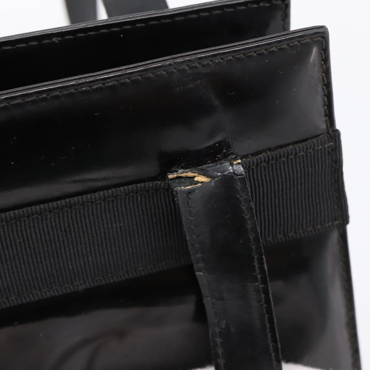 Salvatore Ferragamo Vala Tote Bag Patent leather Black Gold Auth bs37336