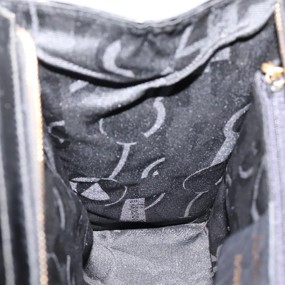 Salvatore Ferragamo Vala Tote Bag Patent leather Black Gold Auth bs37336