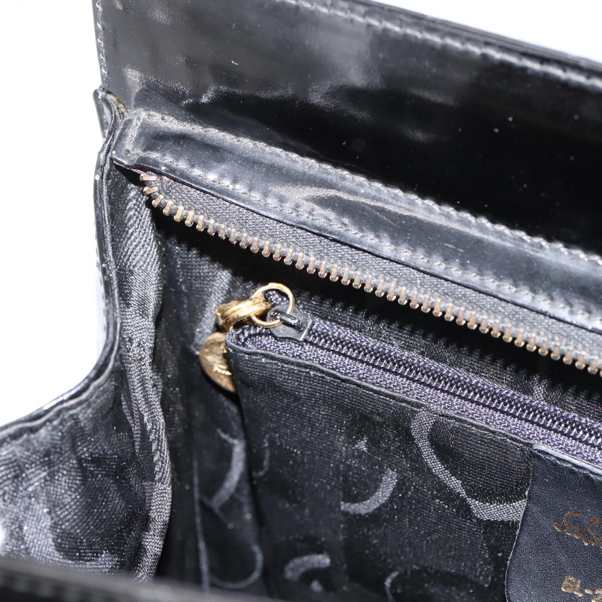 Salvatore Ferragamo Vala Tote Bag Patent leather Black Gold Auth bs37336