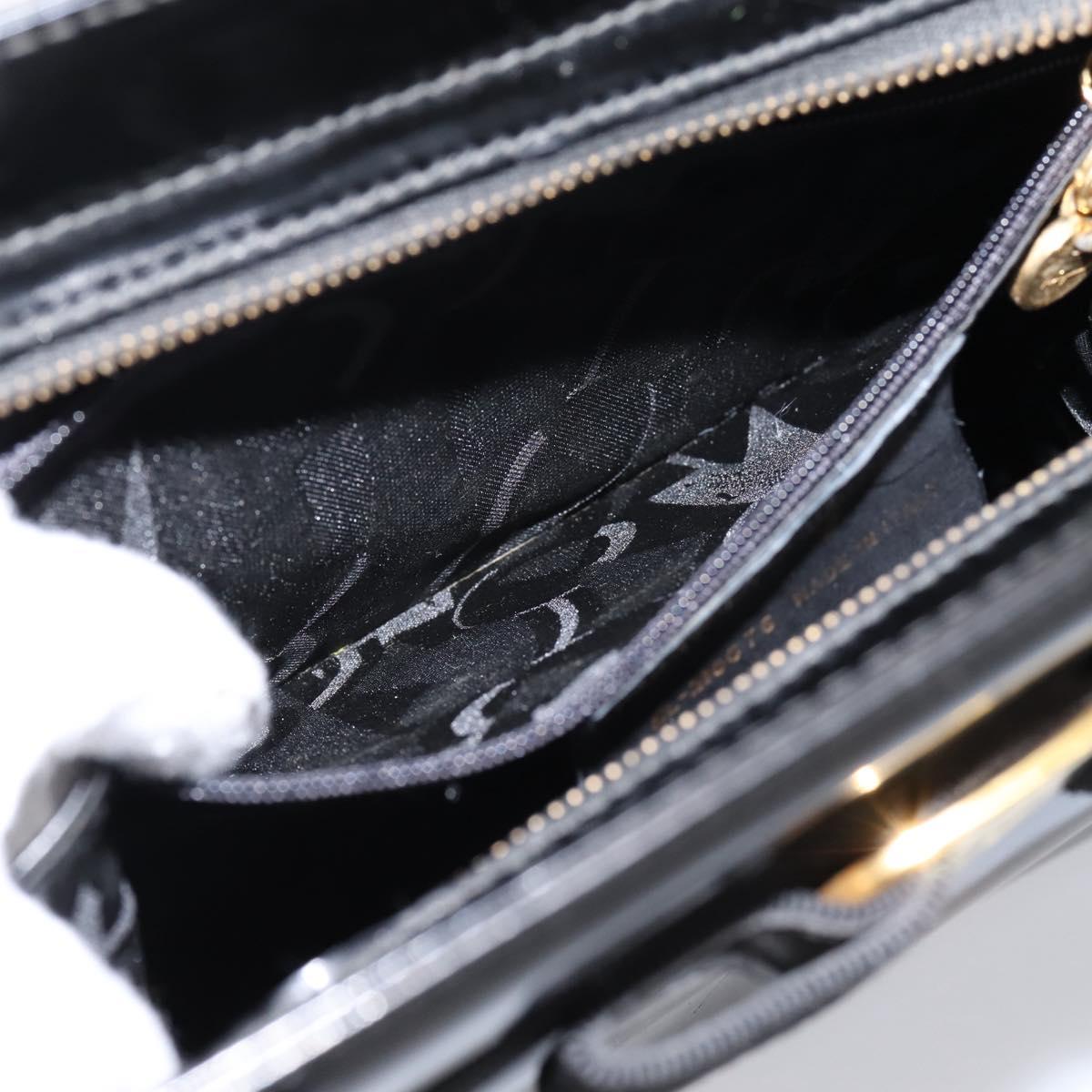 Salvatore Ferragamo Vala Tote Bag Patent leather Black Gold Auth bs37336