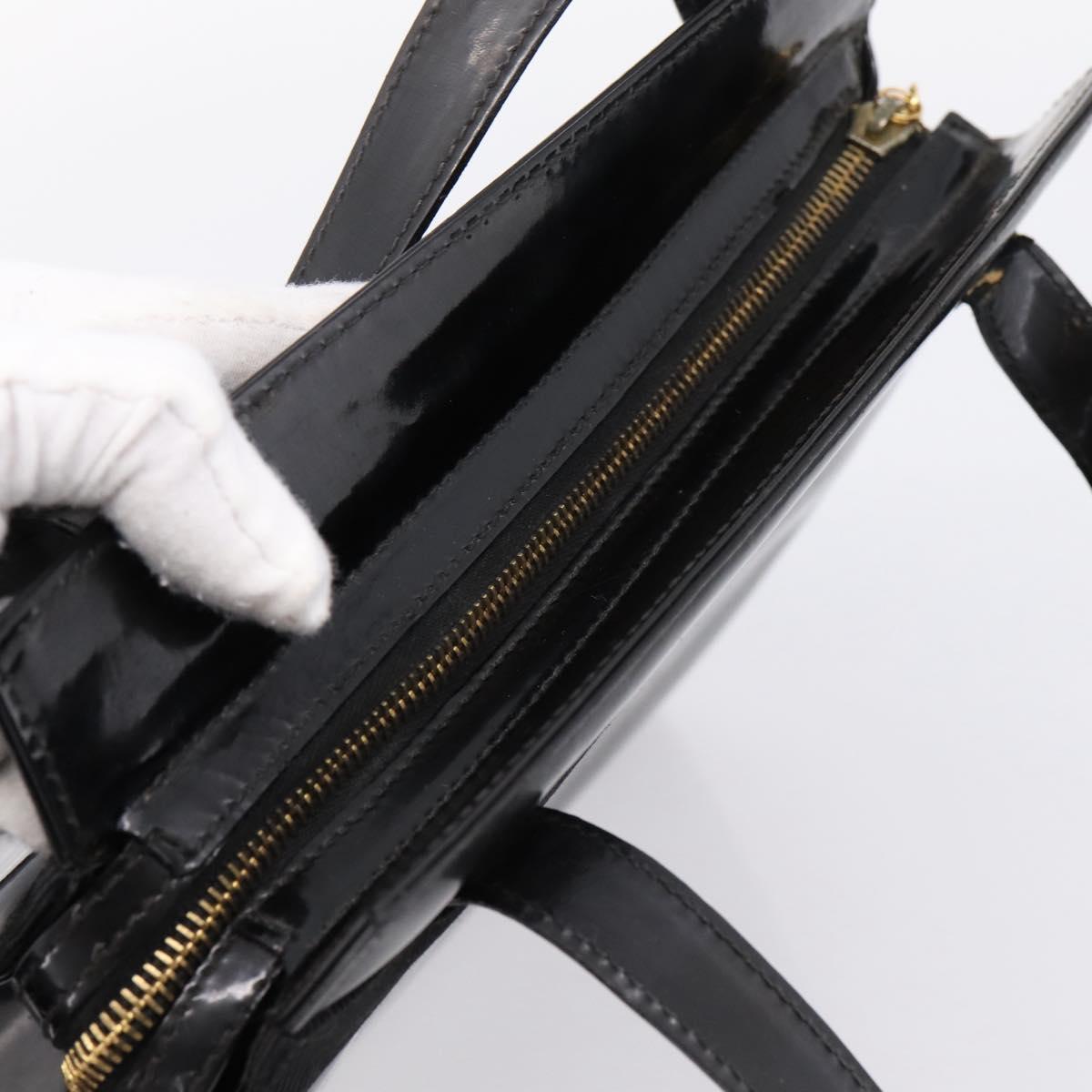 Salvatore Ferragamo Vala Tote Bag Patent leather Black Gold Auth bs37336