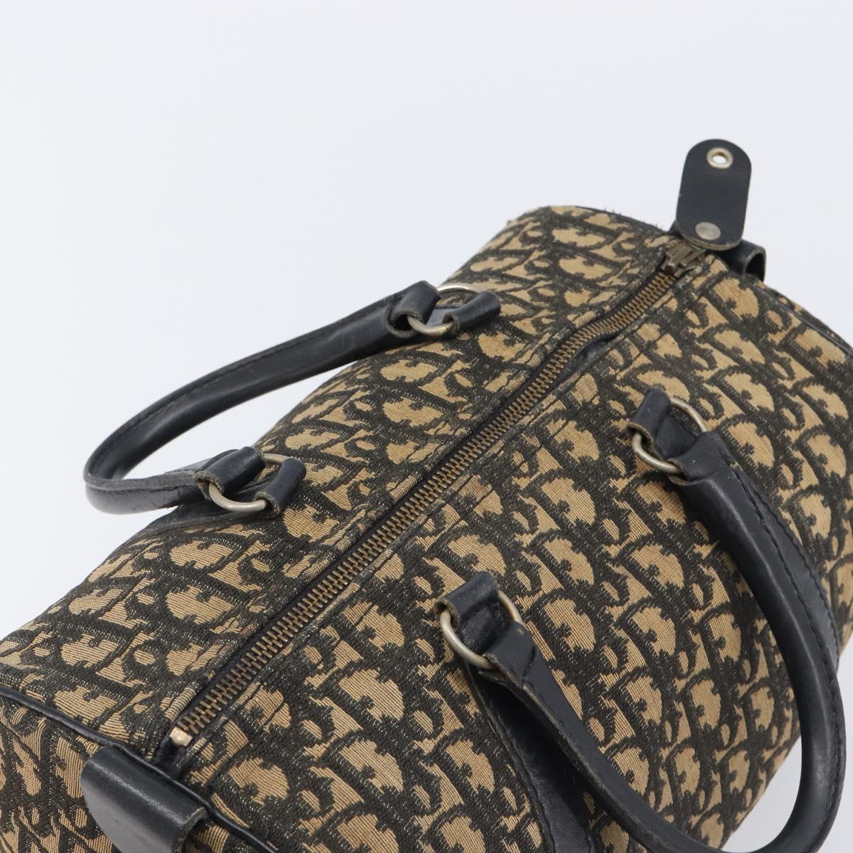 Christian Dior Trotter Canvas Boston Bag Navy Silver Auth bs37337