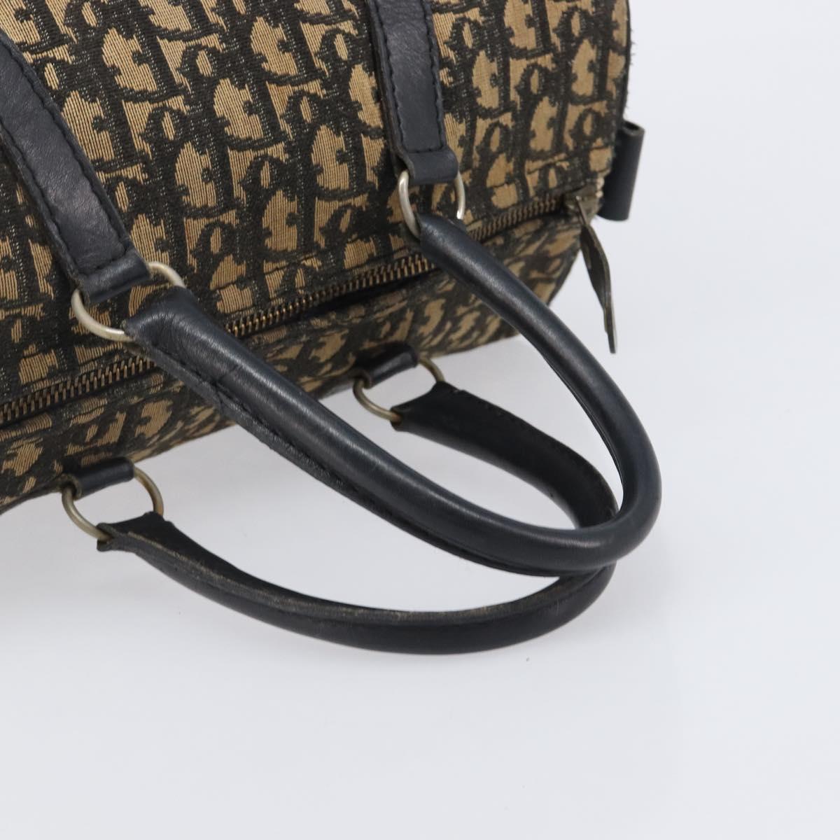 Christian Dior Trotter Canvas Boston Bag Navy Silver Auth bs37337