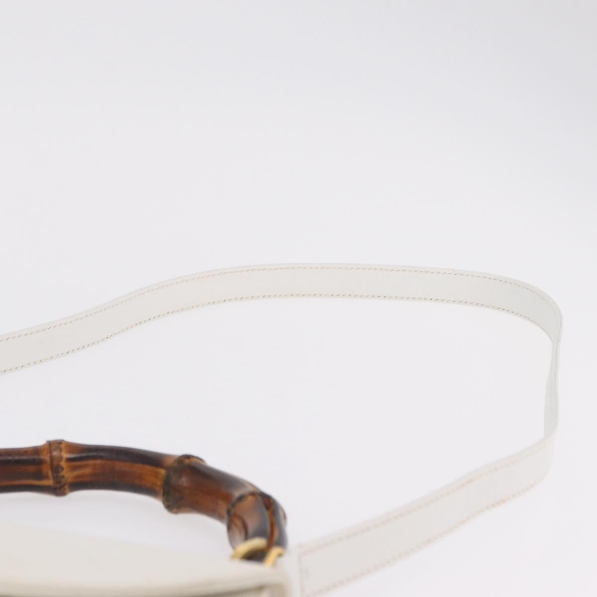 GUCCI Bamboo Hand Bag Leather 2way White Gold 000 2029 0633 Auth bs37338A