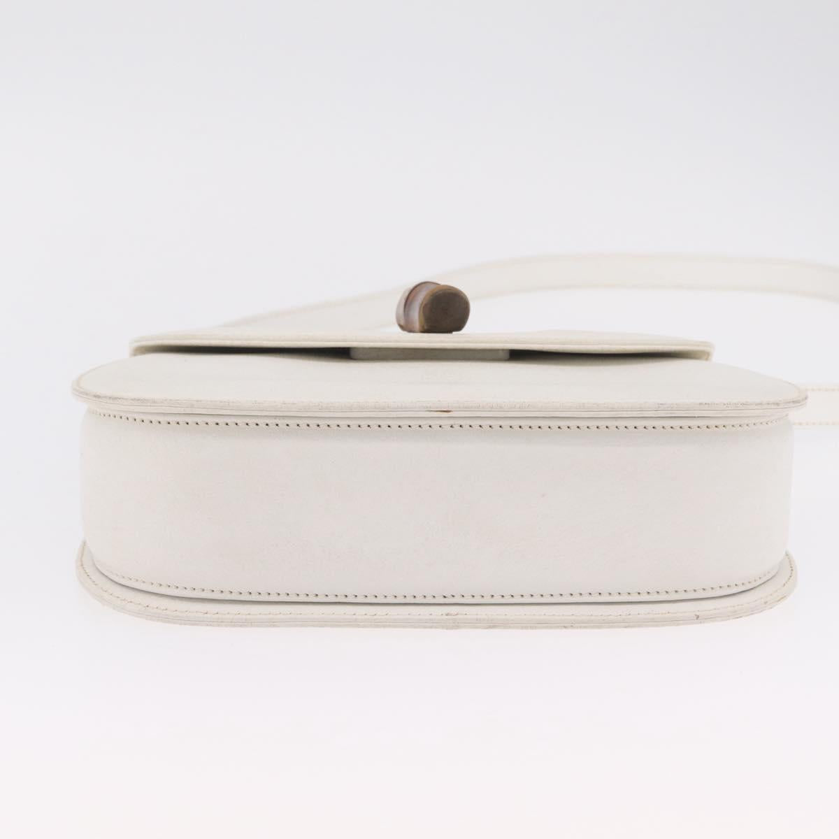GUCCI Bamboo Hand Bag Leather 2way White Gold 000 2029 0633 Auth bs37338A