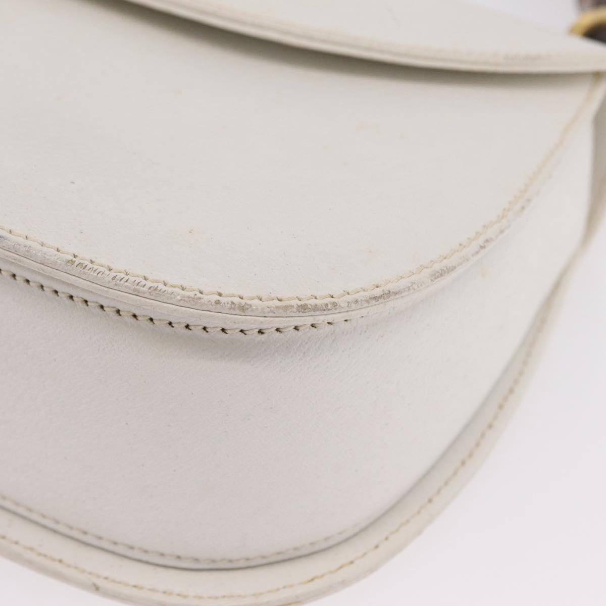GUCCI Bamboo Hand Bag Leather 2way White Gold 000 2029 0633 Auth bs37338A