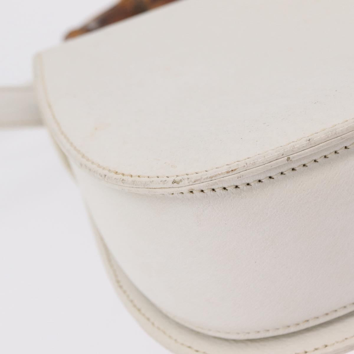 GUCCI Bamboo Hand Bag Leather 2way White Gold 000 2029 0633 Auth bs37338A