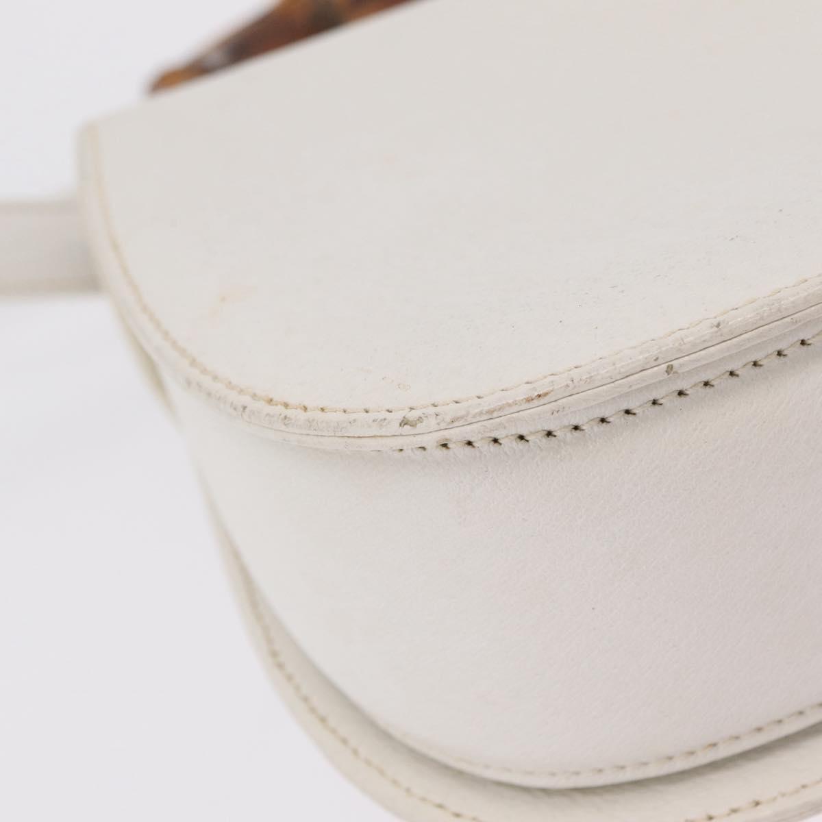 GUCCI Bamboo Hand Bag Leather 2way White Gold 000 2029 0633 Auth bs37338A