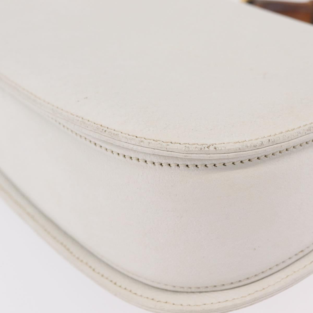 GUCCI Bamboo Hand Bag Leather 2way White Gold 000 2029 0633 Auth bs37338A