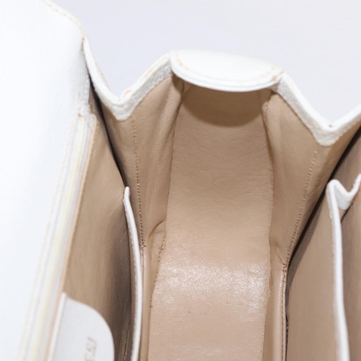 GUCCI Bamboo Hand Bag Leather 2way White Gold 000 2029 0633 Auth bs37338A