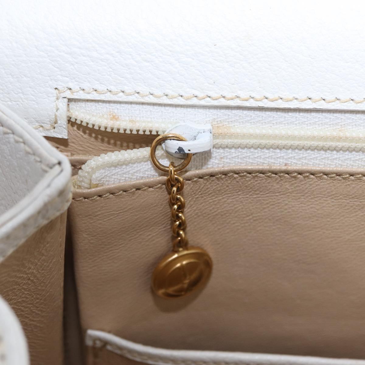 GUCCI Bamboo Hand Bag Leather 2way White Gold 000 2029 0633 Auth bs37338A