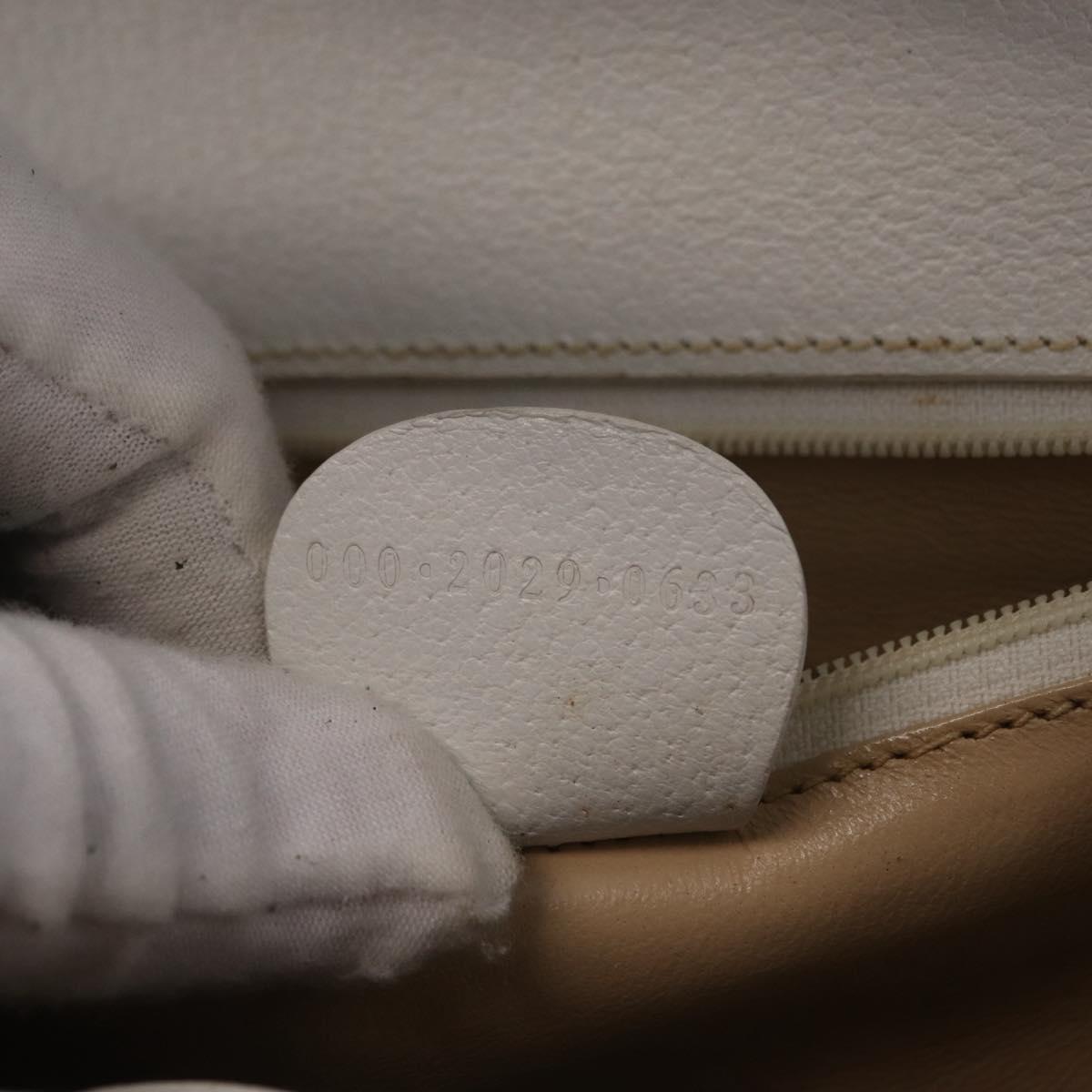 GUCCI Bamboo Hand Bag Leather 2way White Gold 000 2029 0633 Auth bs37338A