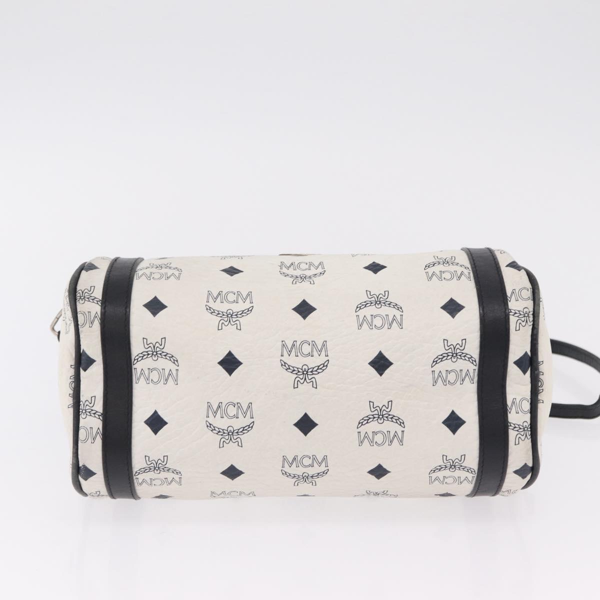 MCM Vicetos Logogram Shoulder Bag PVC White Gold Auth bs37339