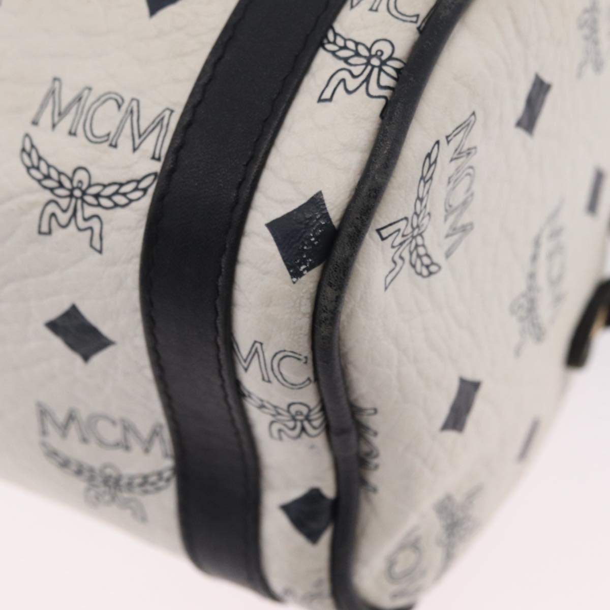 MCM Vicetos Logogram Shoulder Bag PVC White Gold Auth bs37339