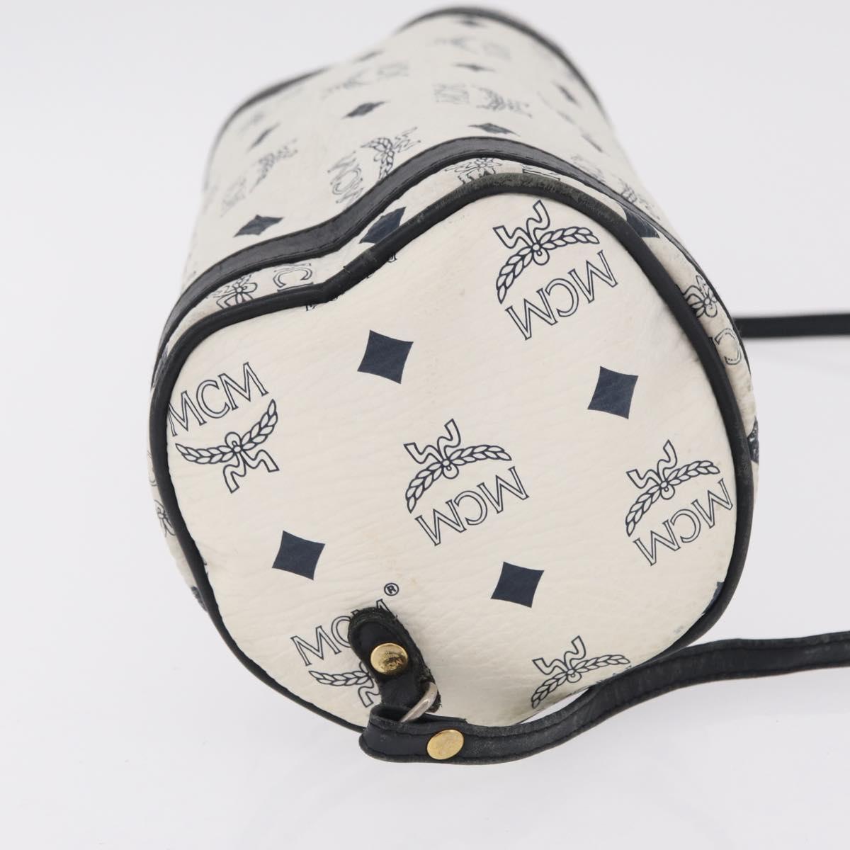 MCM Vicetos Logogram Shoulder Bag PVC White Gold Auth bs37339