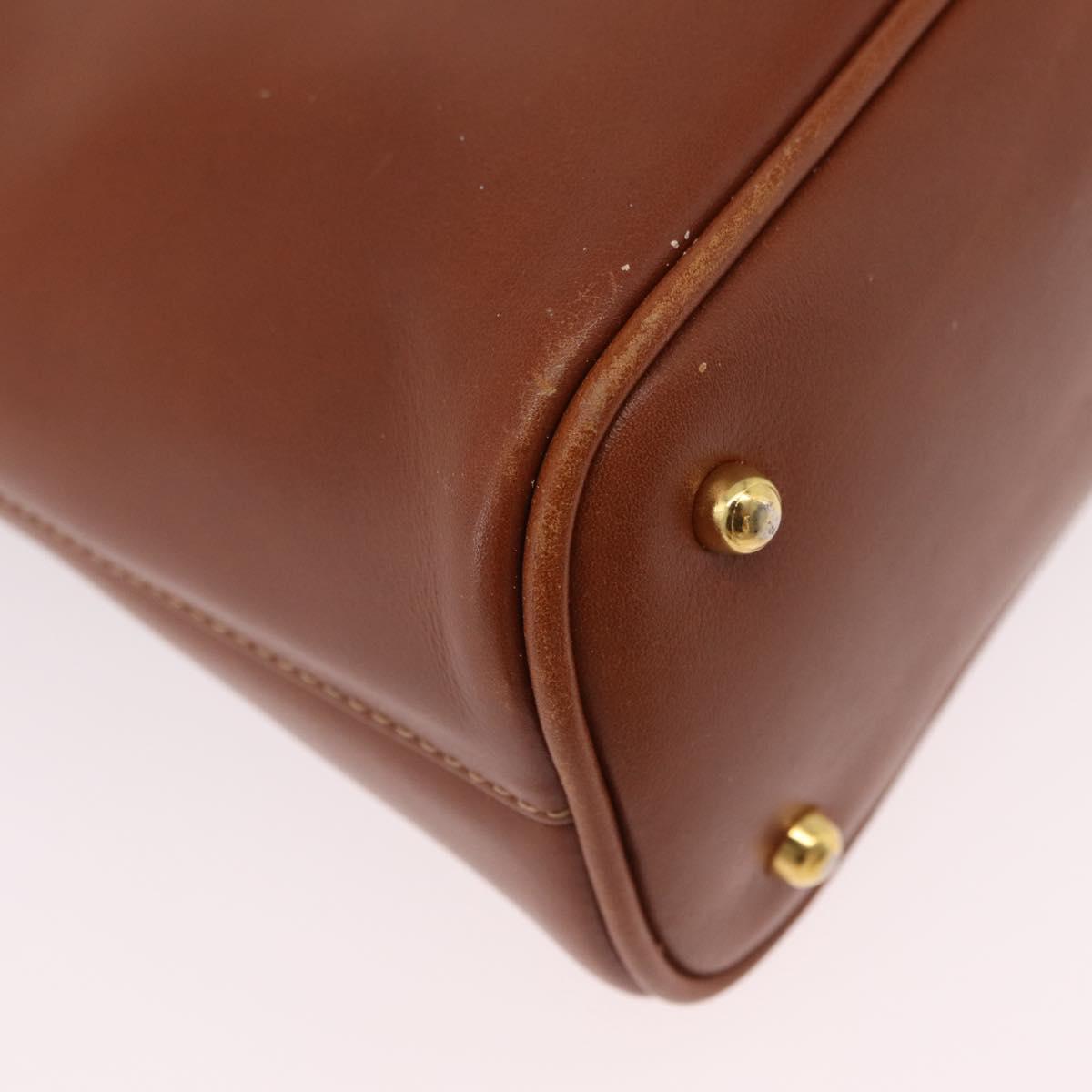 GUCCI Bamboo Hand Bag Leather Brown Gold 000 2058 0290 0 Auth bs37341