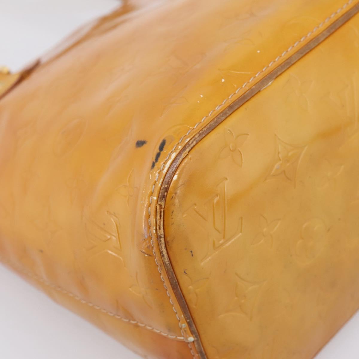 LOUIS VUITTON Monogram Vernis Houston Hand Bag Beige M91004 LV Auth bs37344