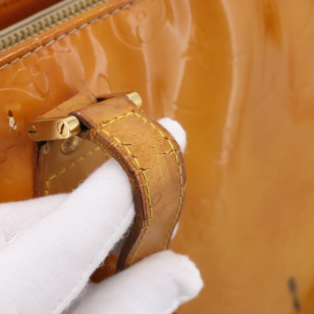 LOUIS VUITTON Monogram Vernis Houston Hand Bag Beige M91004 LV Auth bs37344