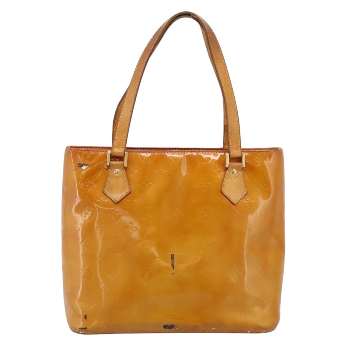 LOUIS VUITTON Monogram Vernis Houston Hand Bag Beige M91004 LV Auth bs37344