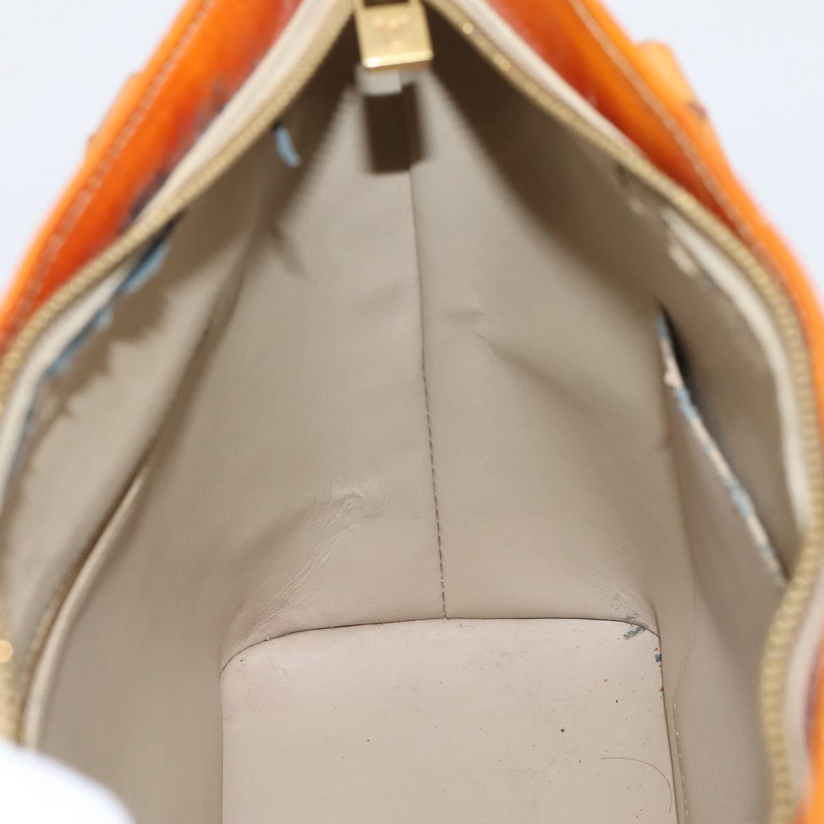 LOUIS VUITTON Monogram Vernis Houston Hand Bag Beige M91004 LV Auth bs37344