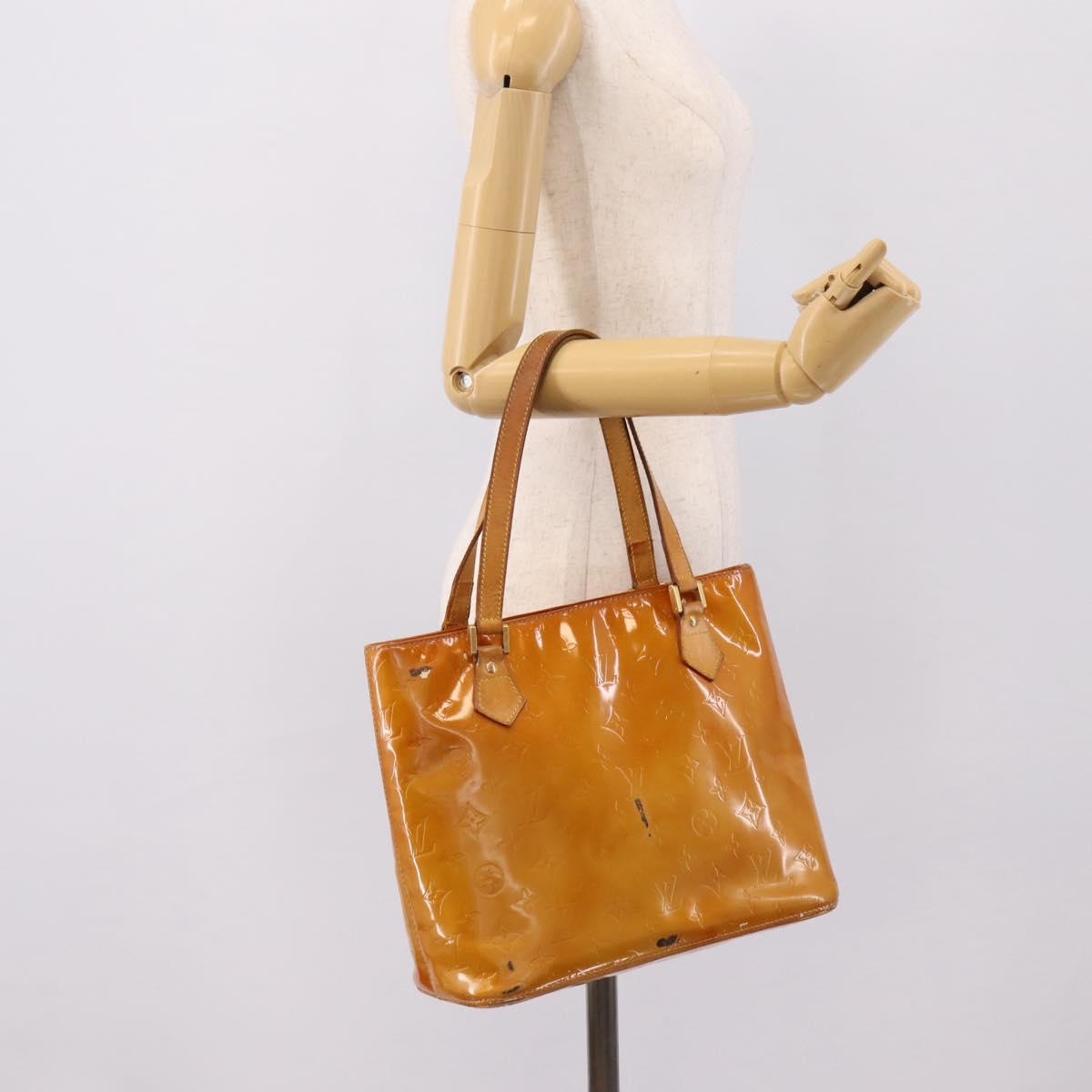 LOUIS VUITTON Monogram Vernis Houston Hand Bag Beige M91004 LV Auth bs37344