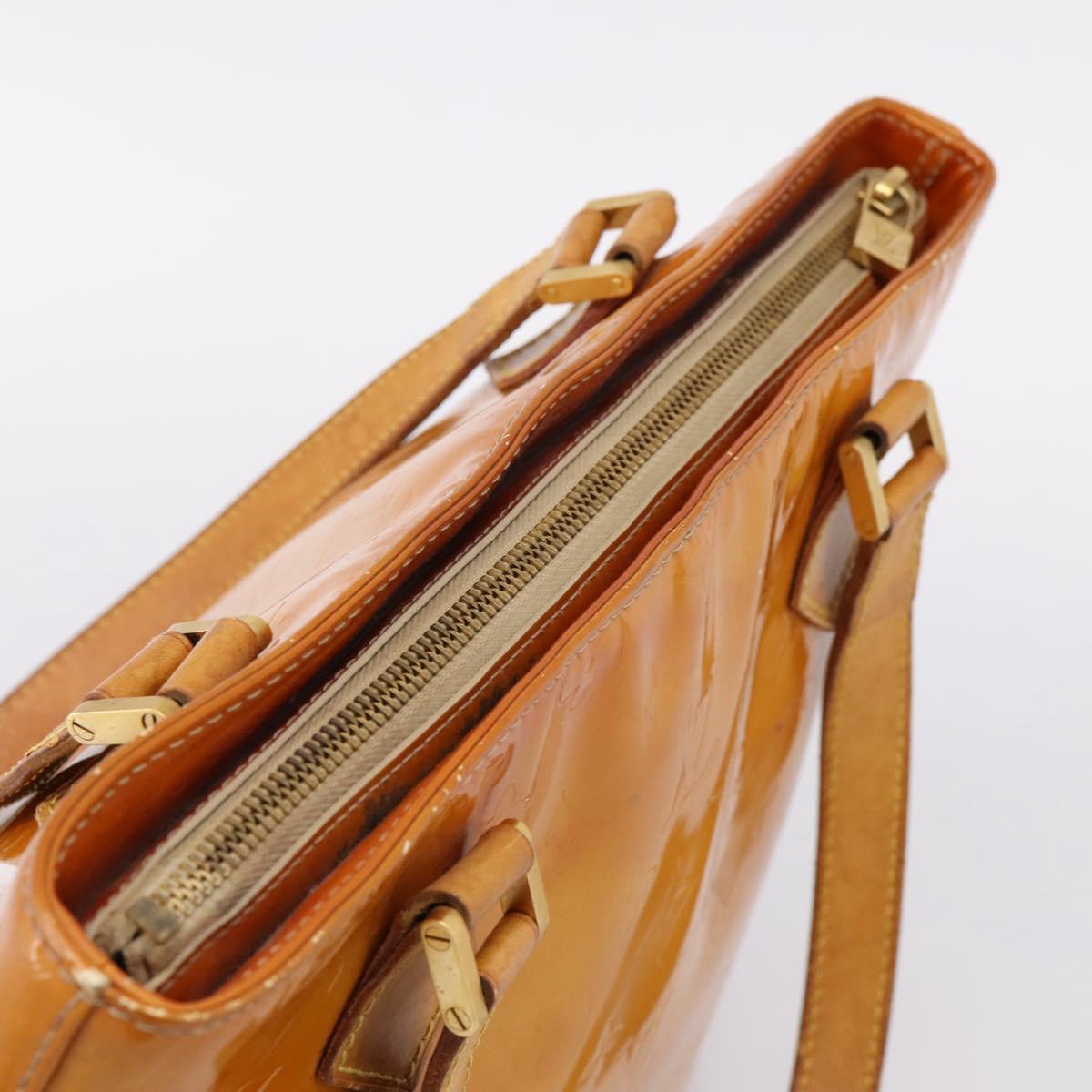 LOUIS VUITTON Monogram Vernis Houston Hand Bag Beige M91004 LV Auth bs37344