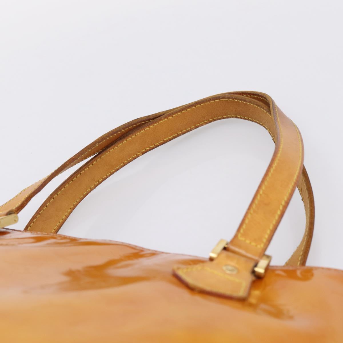 LOUIS VUITTON Monogram Vernis Houston Hand Bag Beige M91004 LV Auth bs37344