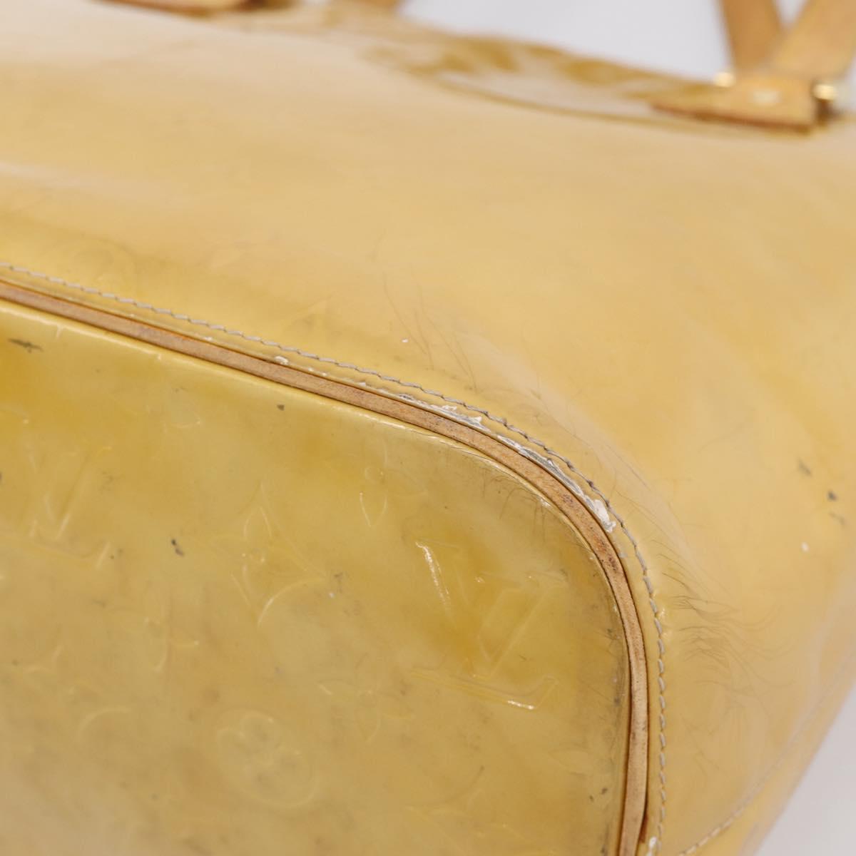 LOUIS VUITTON Monogram Vernis Houston Hand Bag Beige M91004 LV Auth bs37348