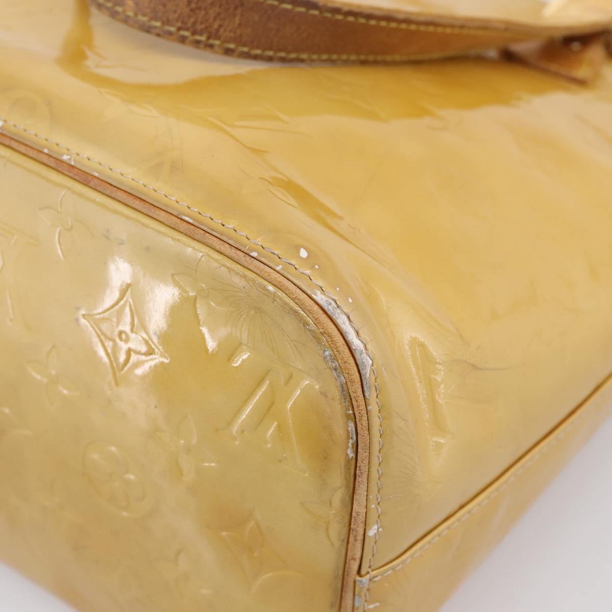 LOUIS VUITTON Monogram Vernis Houston Hand Bag Beige M91004 LV Auth bs37348