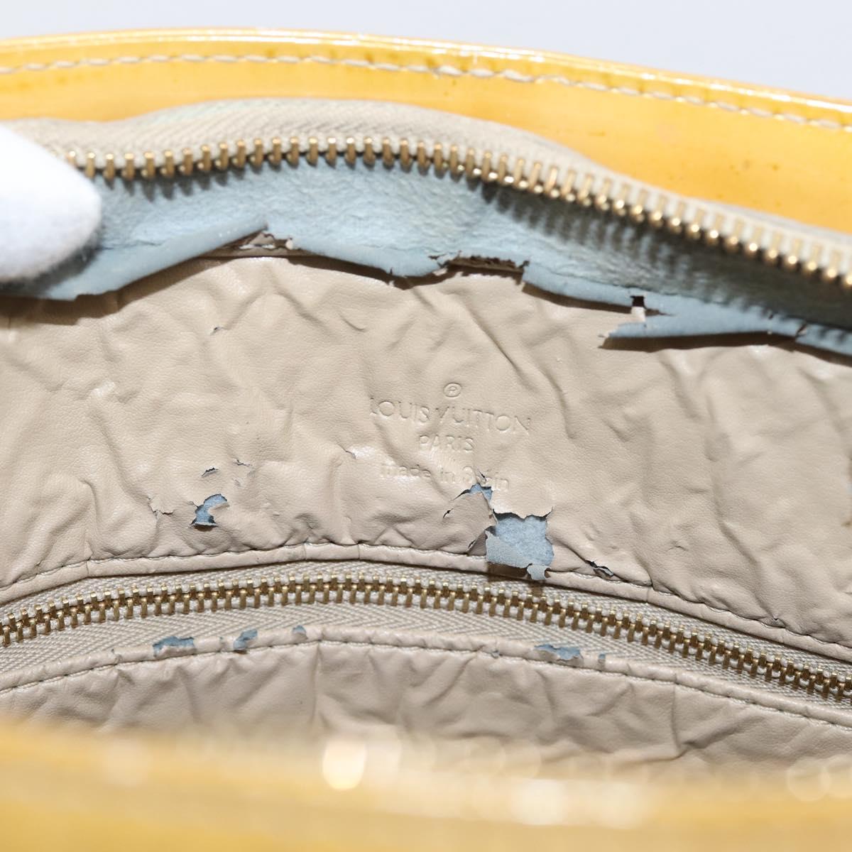 LOUIS VUITTON Monogram Vernis Houston Hand Bag Beige M91004 LV Auth bs37348