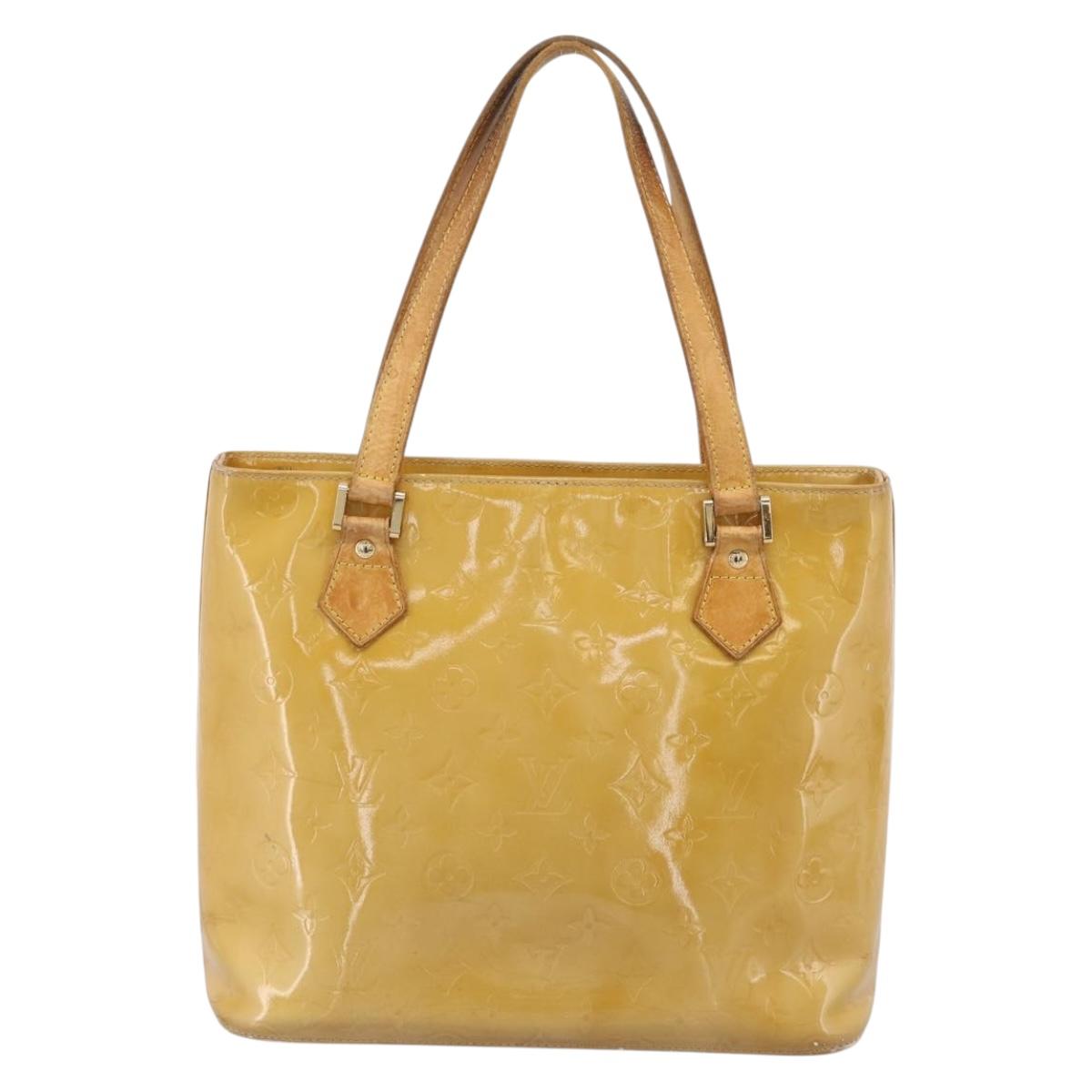 LOUIS VUITTON Monogram Vernis Houston Hand Bag Beige M91004 LV Auth bs37348