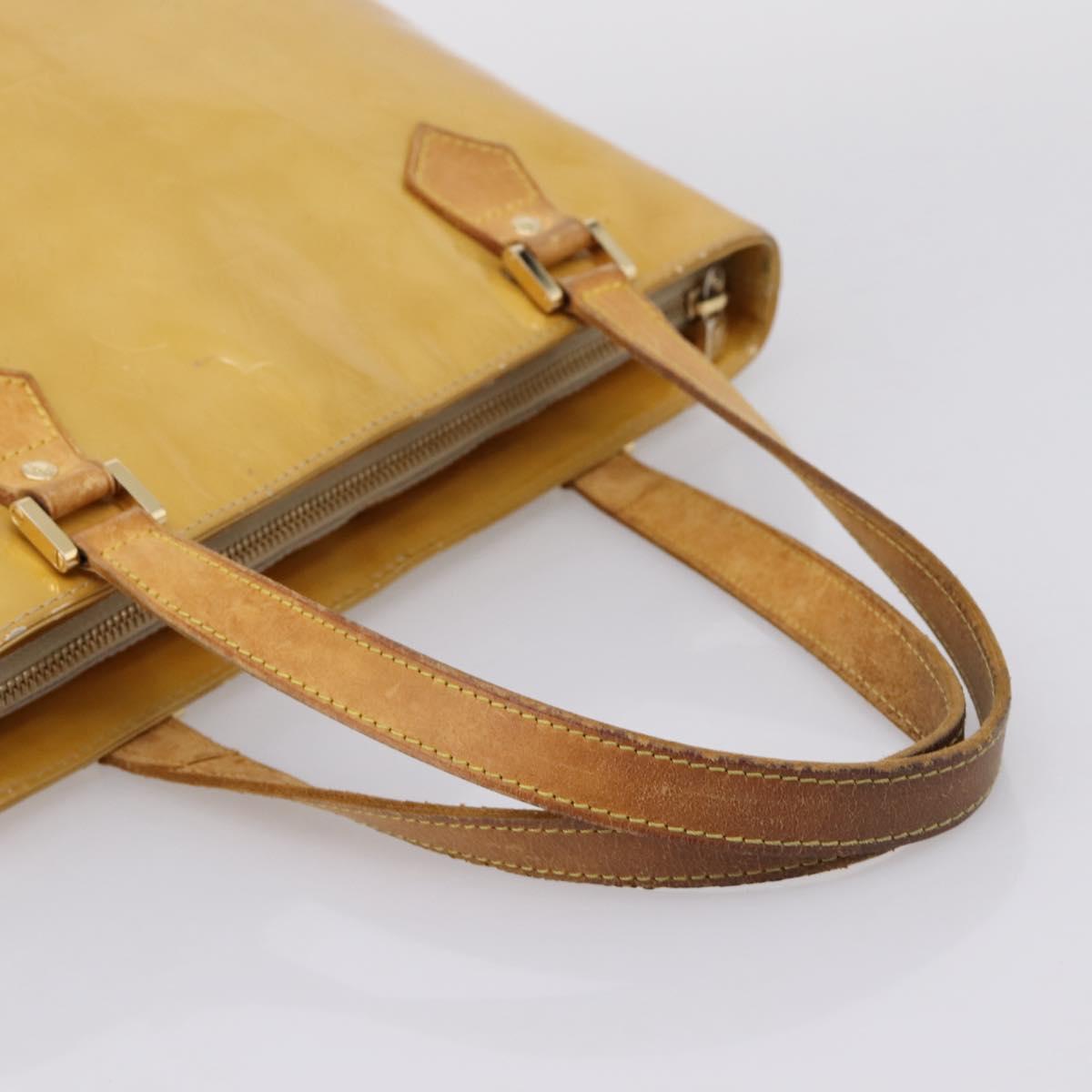LOUIS VUITTON Monogram Vernis Houston Hand Bag Beige M91004 LV Auth bs37348