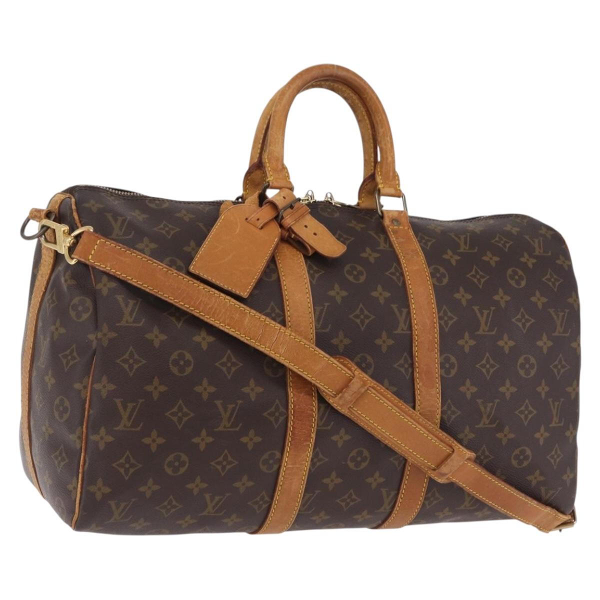 LOUIS VUITTON Monogram Keepall Bandouliere 45 Boston Bag M41418 LV Auth bs37352