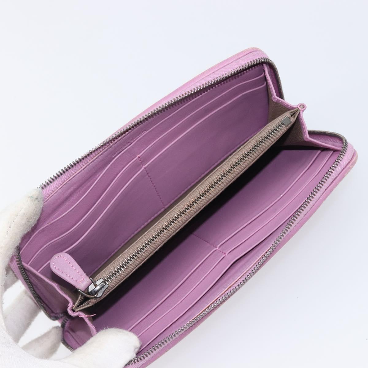 BOTTEGA VENETA INTRECCIATO Long Wallet Leather Purple Auth bs37355
