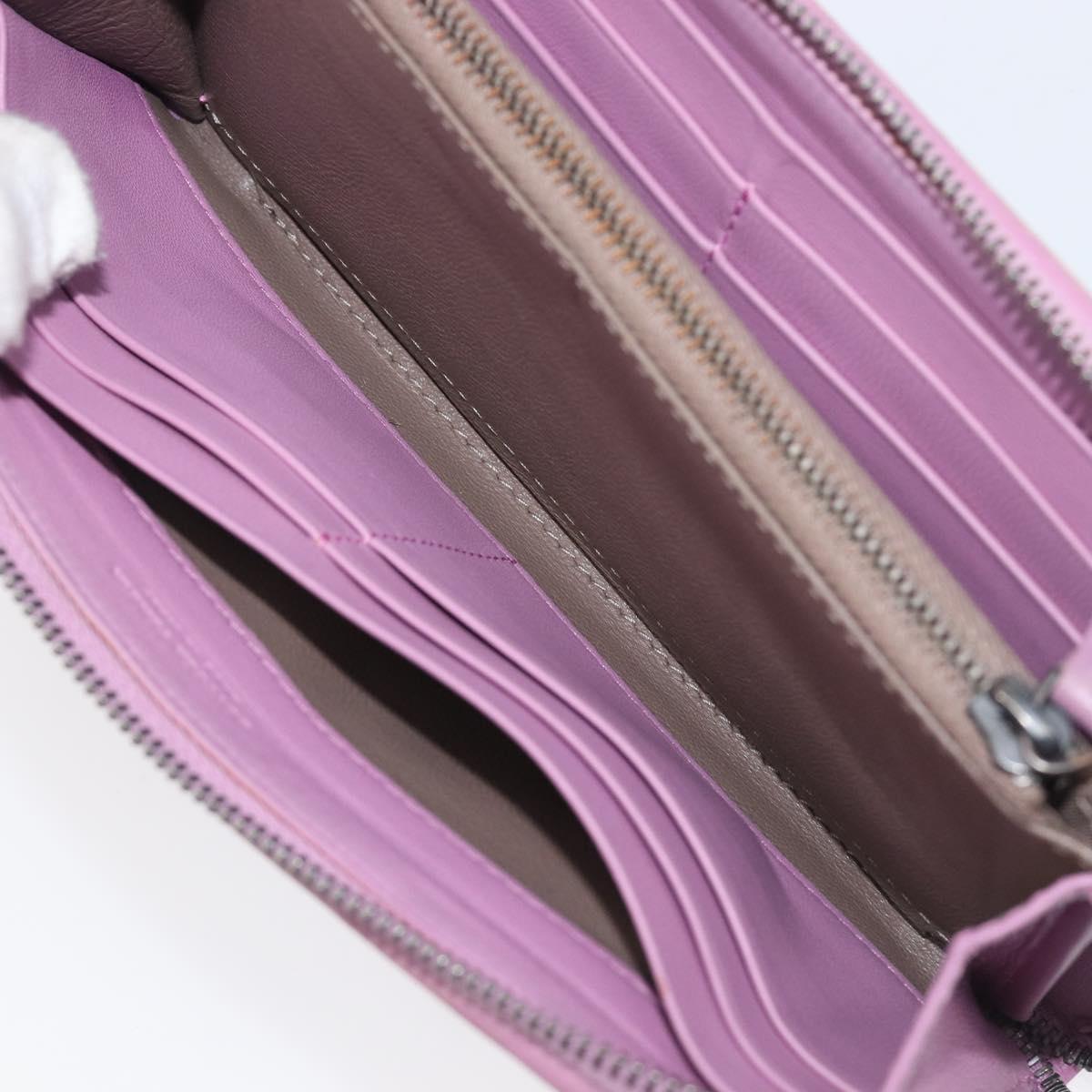 BOTTEGA VENETA INTRECCIATO Long Wallet Leather Purple Auth bs37355