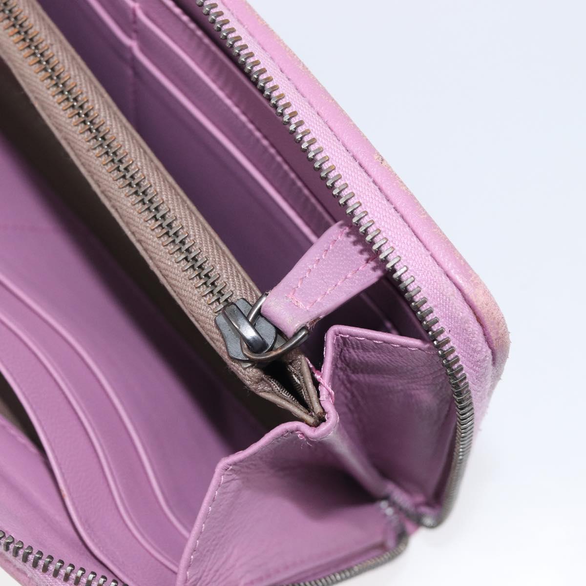 BOTTEGA VENETA INTRECCIATO Long Wallet Leather Purple Auth bs37355