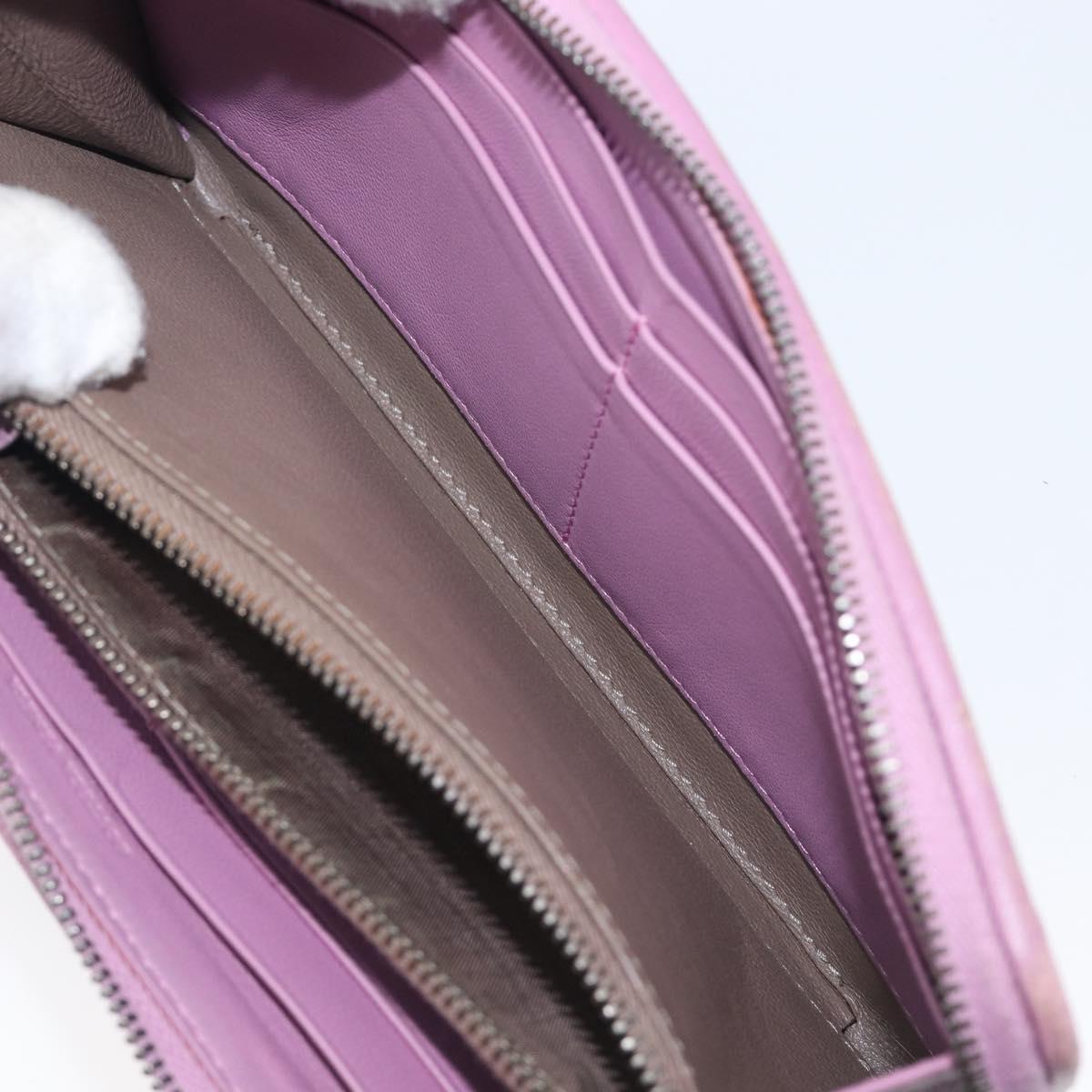 BOTTEGA VENETA INTRECCIATO Long Wallet Leather Purple Auth bs37355