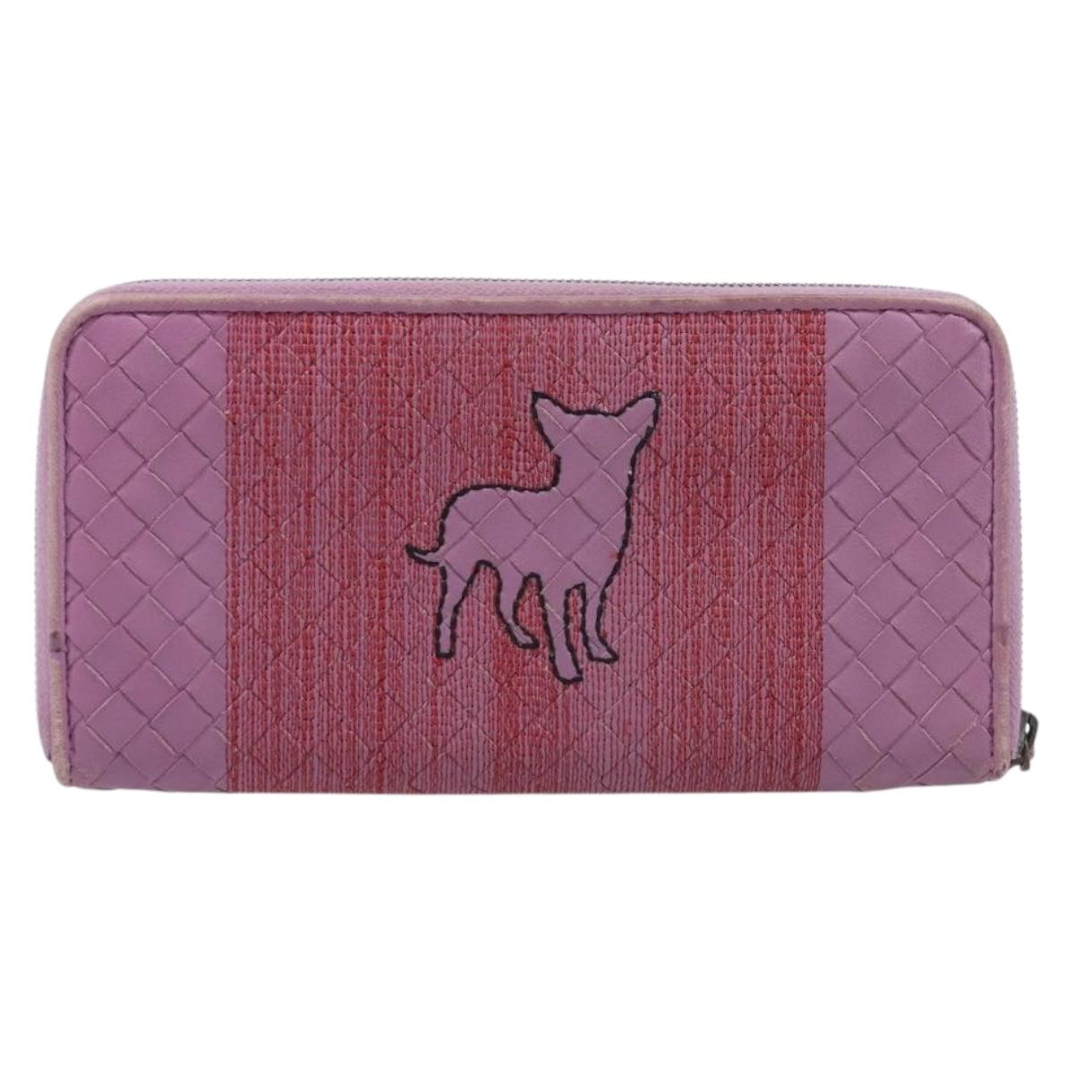 BOTTEGA VENETA INTRECCIATO Long Wallet Leather Purple Auth bs37355