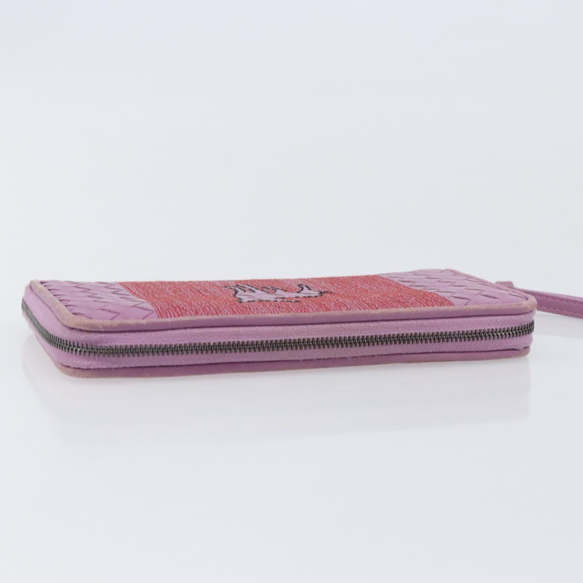 BOTTEGA VENETA INTRECCIATO Long Wallet Leather Purple Auth bs37355